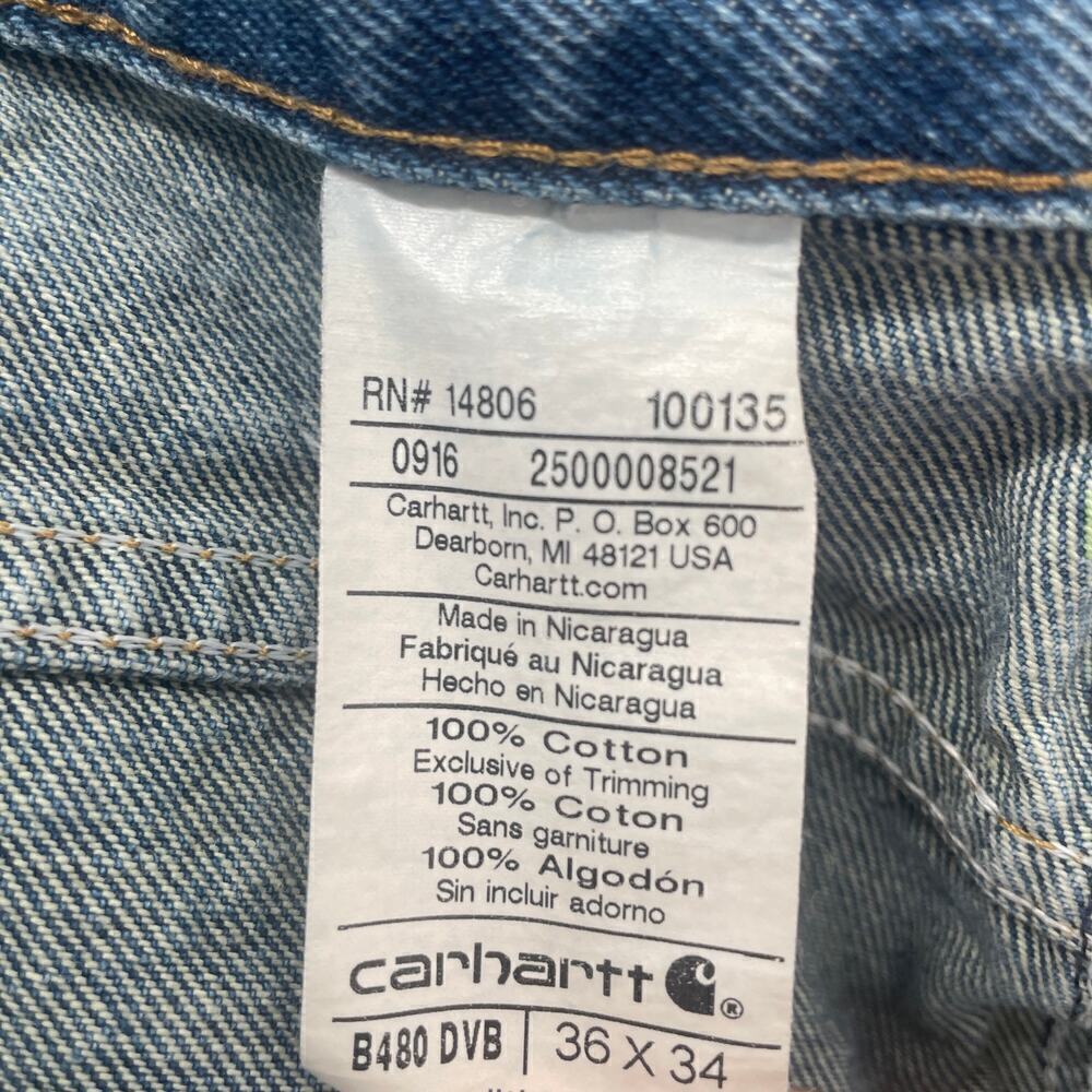 B16 Carhartt Jeans Mens 36x34 Workwear Jeremy Allen White Style Bear Americana - Picture 5 of 5